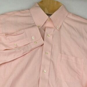 Brooks Brothers Men's Shirt 16-6/ 7 Orange Gingham Check Regular Fit‎ Cotton